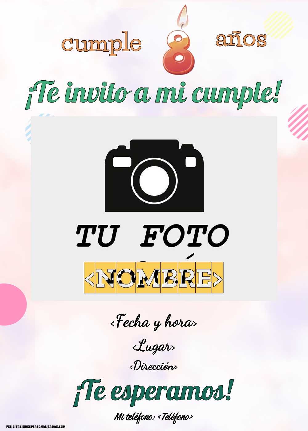 Minkocards 12 Tarjetas De Invitación Para El 8º Cumpleaños Infantil, Bolos, Invitaciones  Para Niña Y Niño, Octavo Cumpleaños, Incluye 12 Sobres, 12 Bolsas De Fiesta/natural,  12 Pegatinas, image size:1000x1400