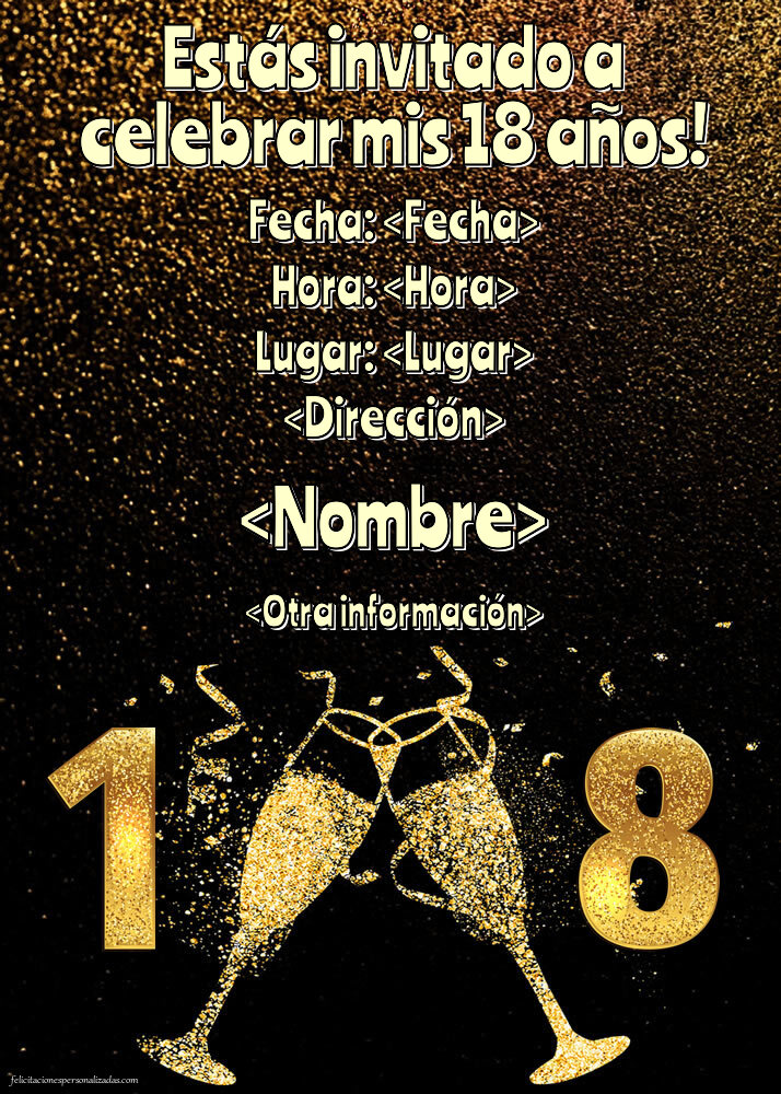 Invitacin con champn para hombre | Personalizar invitaciones de 18 aos
