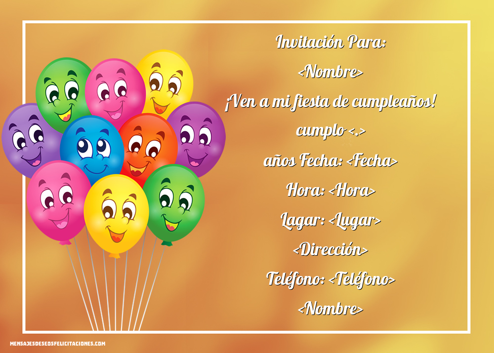 Divertida invitación con globos | Personalizar invitaciones de cumpleaños