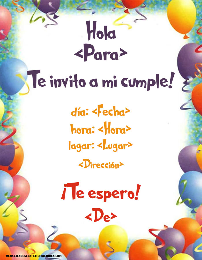 Te invito a mi cumple! - invitación con globos para adolescentes | Personalizar invitaciones de cumpleaños