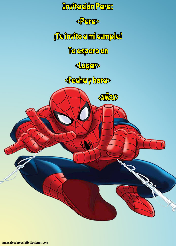 Invitación a una fiesta temática de Spiderman | Personalizar invitaciones de cumpleaños para niños