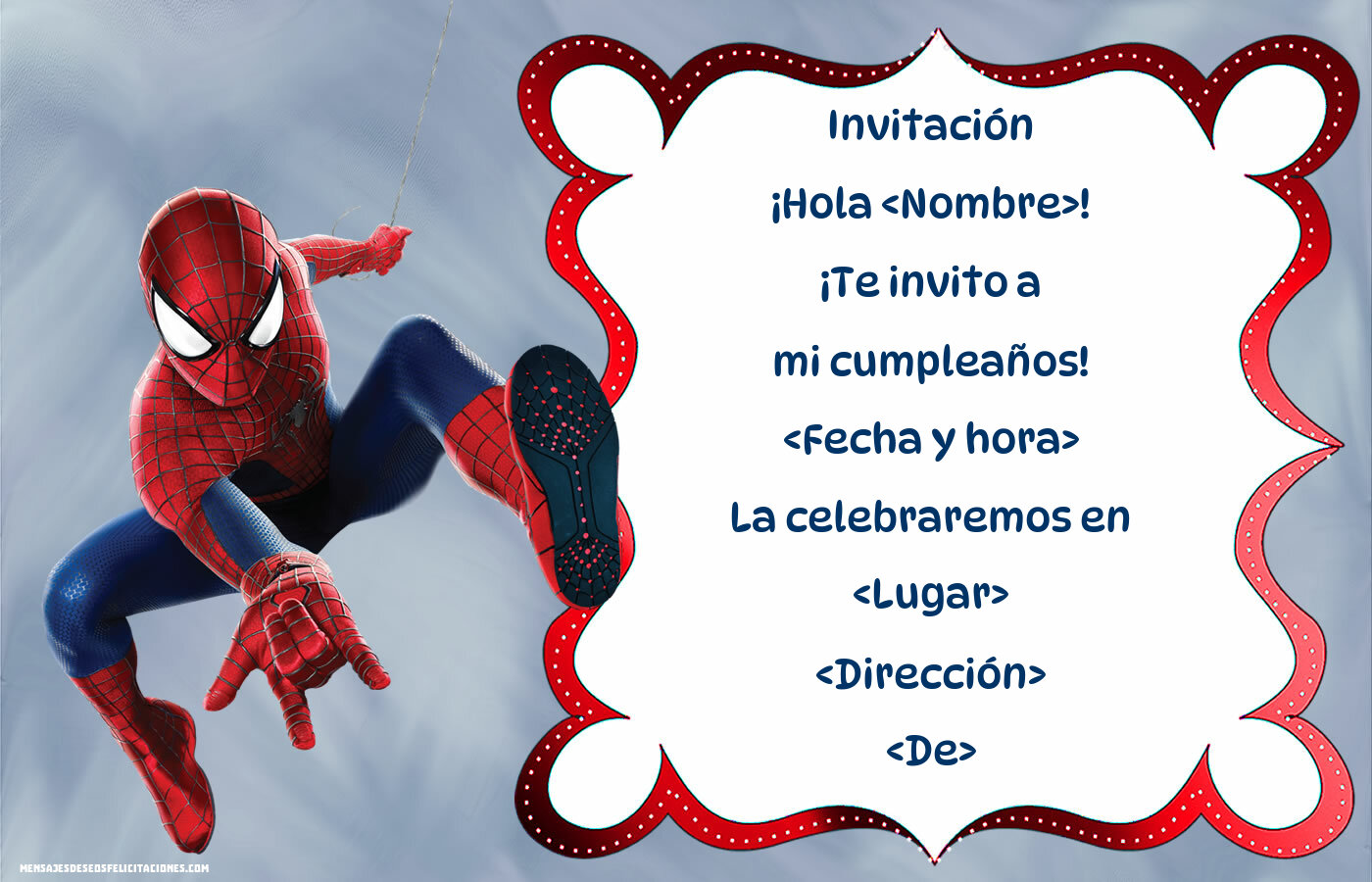 Invitación a los amantes de Spiderman | Personalizar invitaciones de cumpleaños para niños