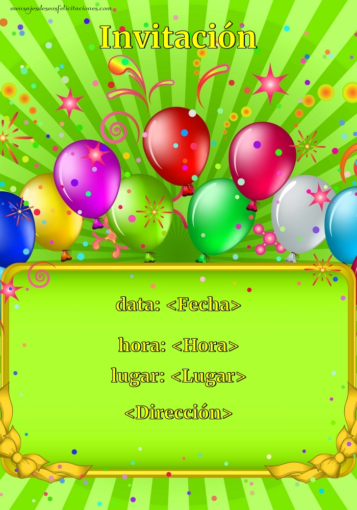 Invitación de fiesta con globos de colores y estrellas | Personalizar invitaciones de cumpleaños para niños
