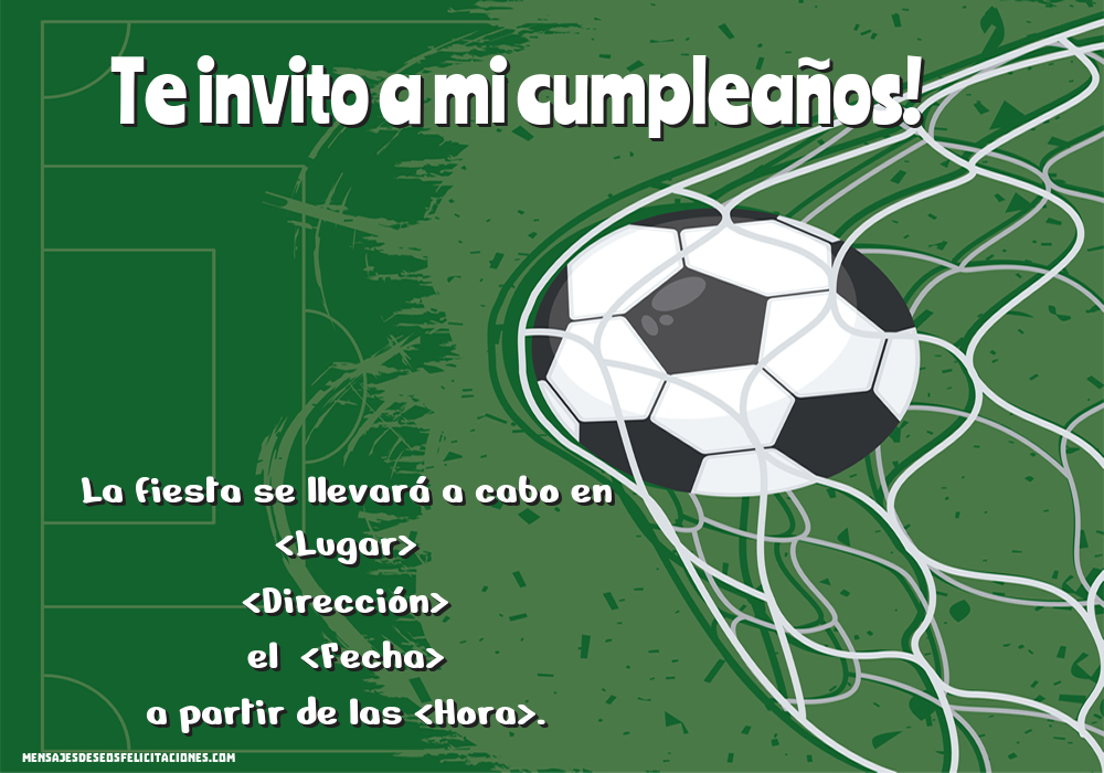 Invitación para amigos con campo y fútbol | Personalizar invitaciones de cumpleaños para niños