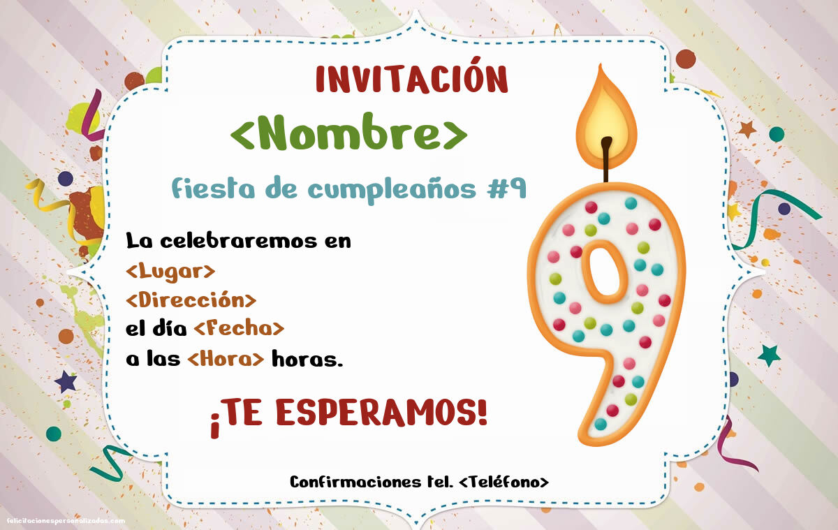 Texto De Invitación Para Fiesta De Niño De 9 Años
