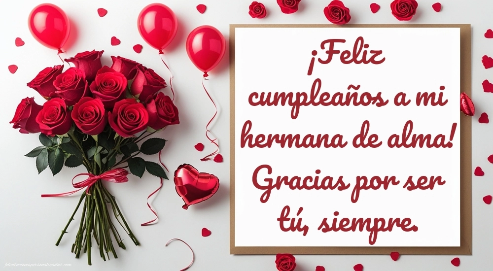 Imágenes con Frases de Feliz Cumpleaños Amiga: Rosas y globos