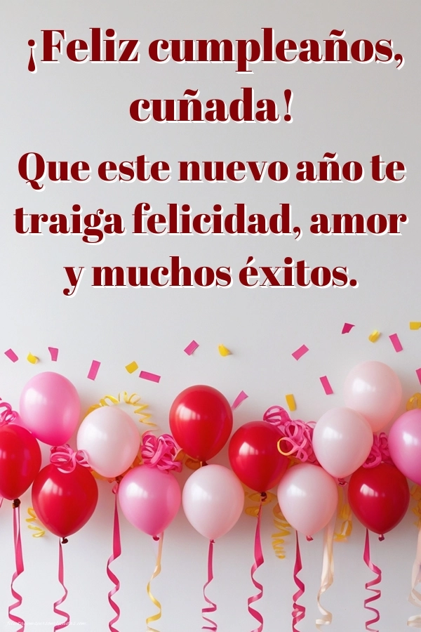 Imágenes con Frases de Feliz Cumpleaños Cuñada: Globos