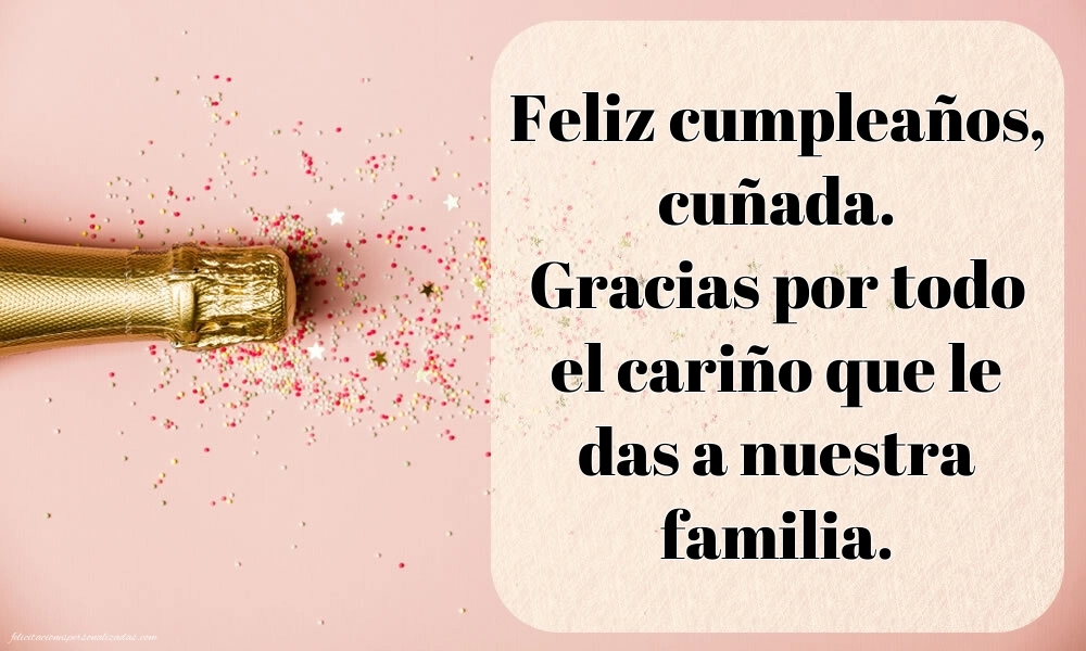 Imágenes con Frases de Feliz Cumpleaños Cuñada: Champán y confeti