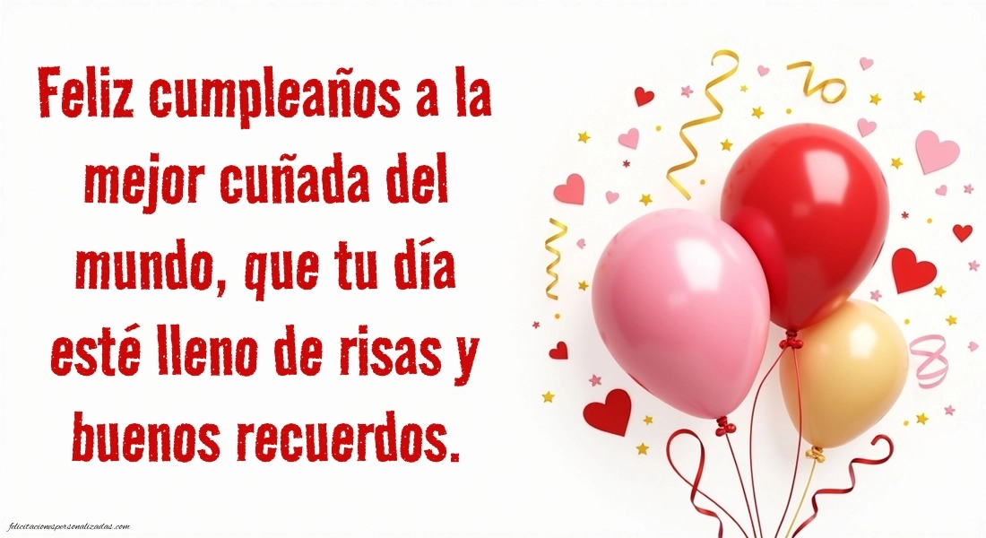 Imágenes con Frases de Feliz Cumpleaños Cuñada: Globos