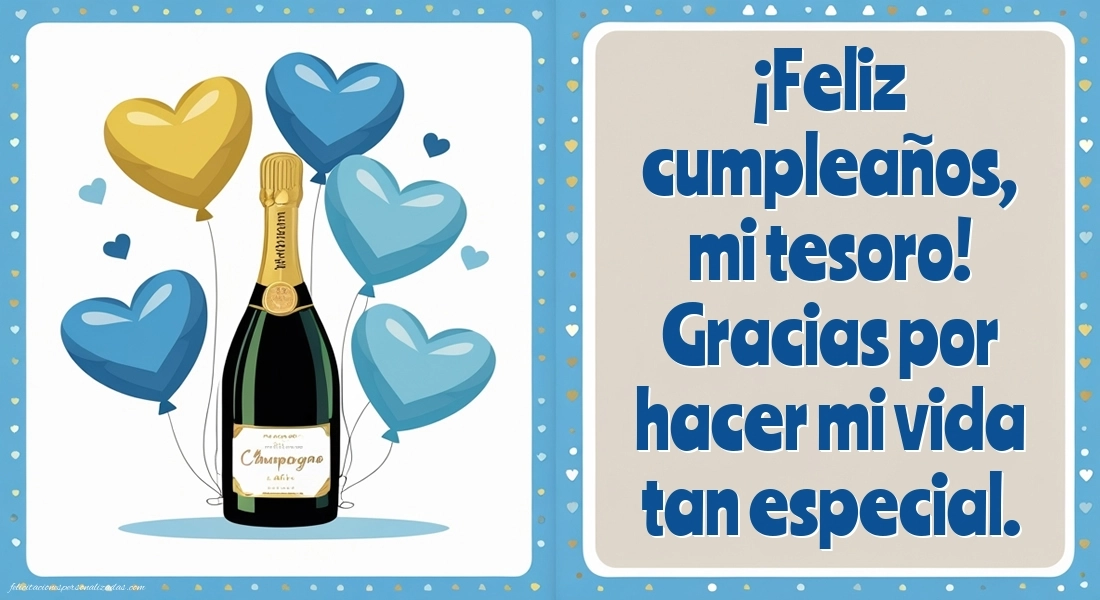 Imágenes con Frases de Feliz Cumpleaños Esposo: Champán y globos