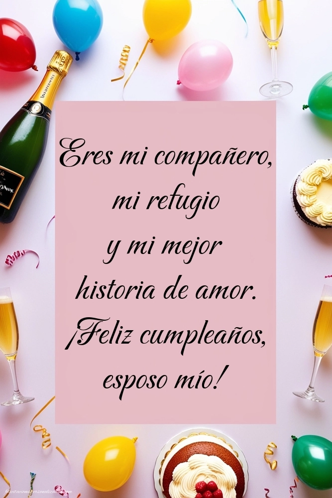 Imágenes con Frases de Feliz Cumpleaños Esposo: Champán