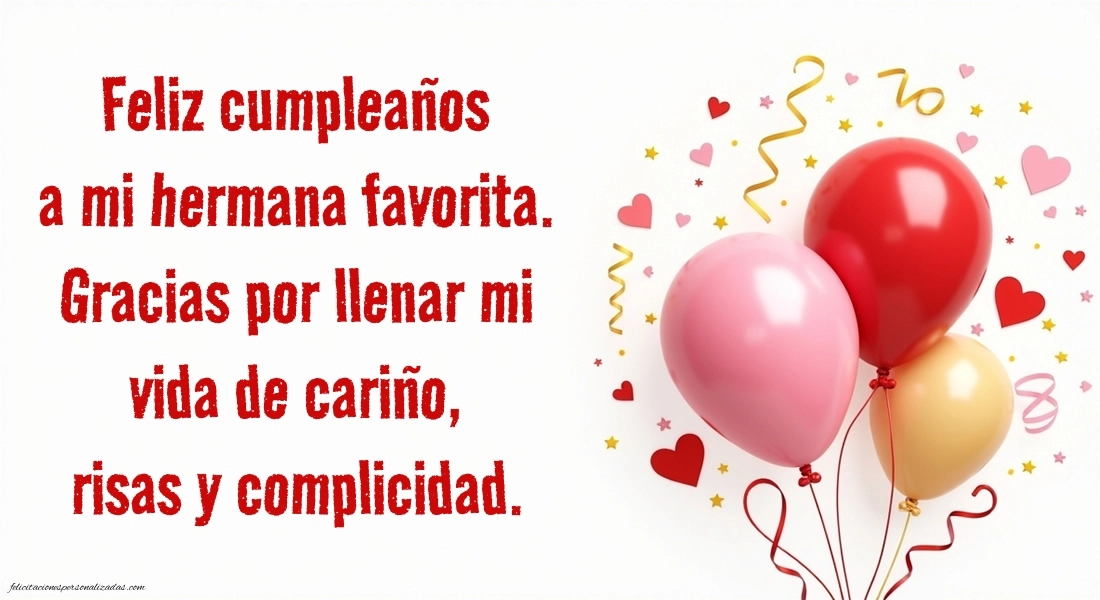 Imágenes con Frases de Feliz Cumpleaños Hermana: Globos