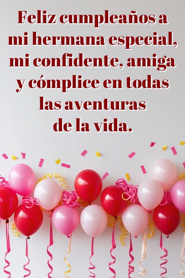 Imágenes con Frases de Feliz Cumpleaños Hermana: Globos