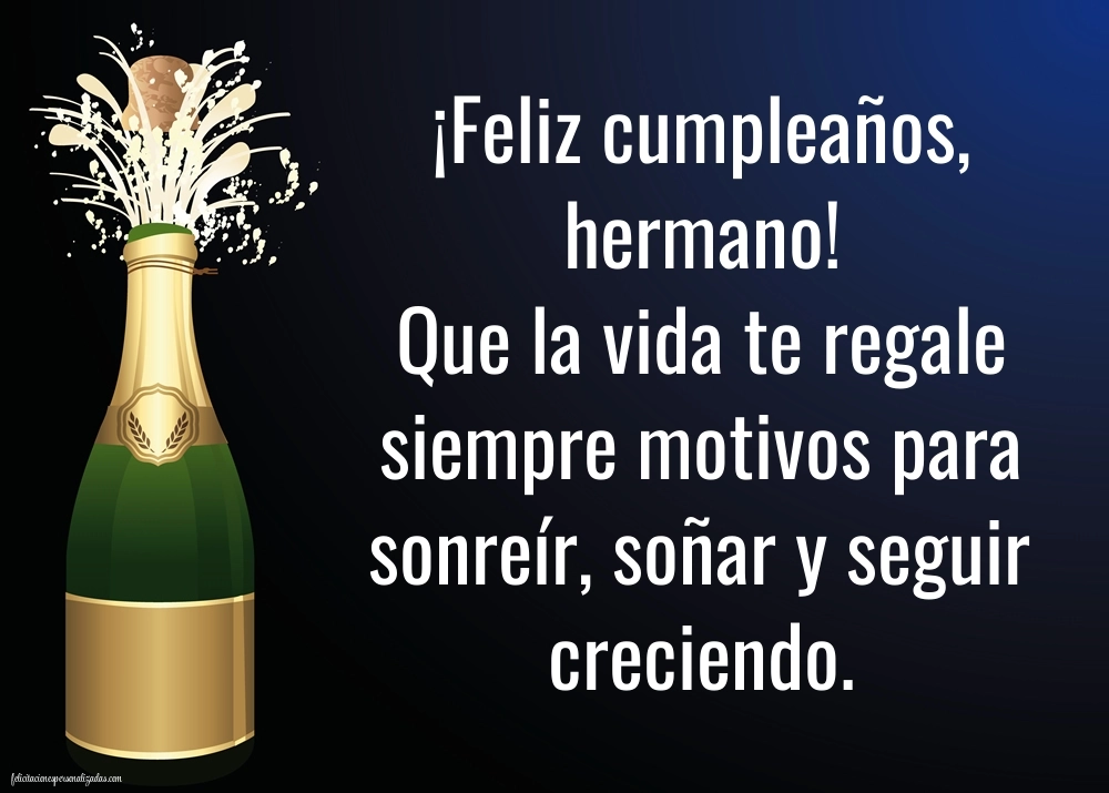 Imágenes con Frases de Feliz Cumpleaños Hermano: Champán