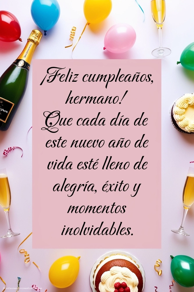 Imágenes con Frases de Feliz Cumpleaños Hermano: Champán