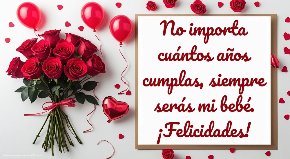Imágenes con Frases de Feliz Cumpleaños Hija: Rosas y globos