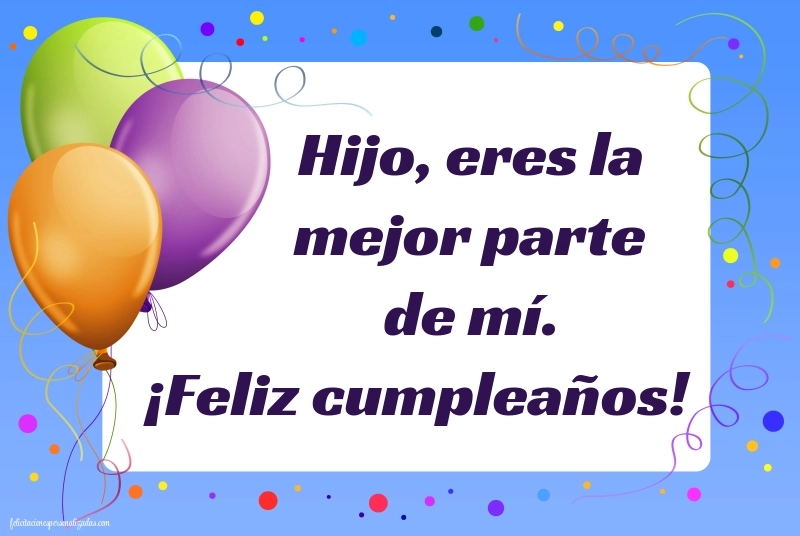 Imágenes con Frases de Feliz Cumpleaños Hijo: Globos