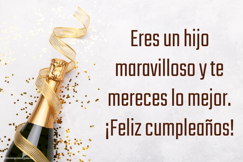 Imágenes con Frases de Feliz Cumpleaños Hijo: Champán