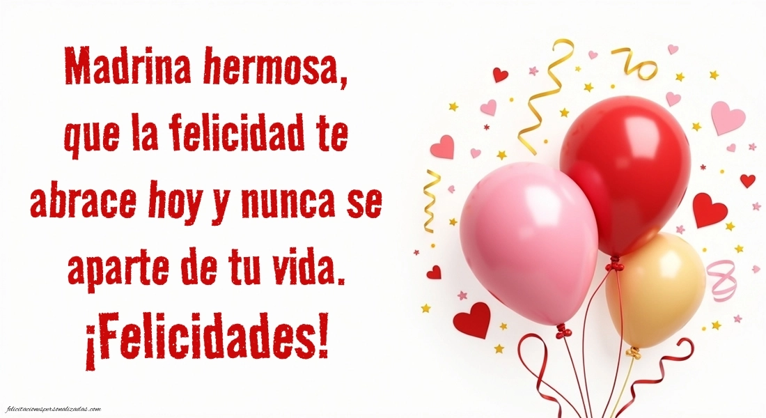 Imágenes con Frases de Feliz Cumpleaños Madrina: Globos