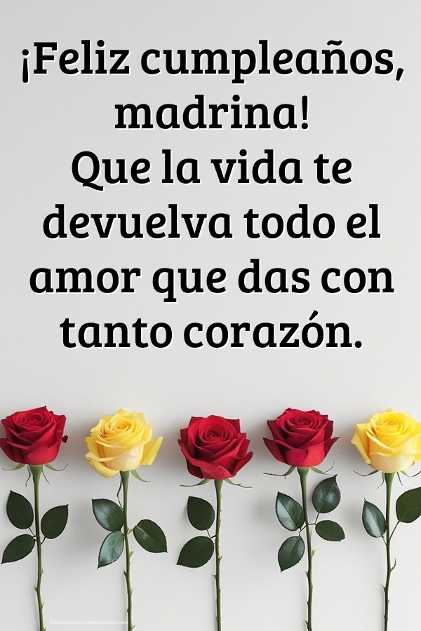 Imágenes con Frases de Feliz Cumpleaños Madrina: Rosas