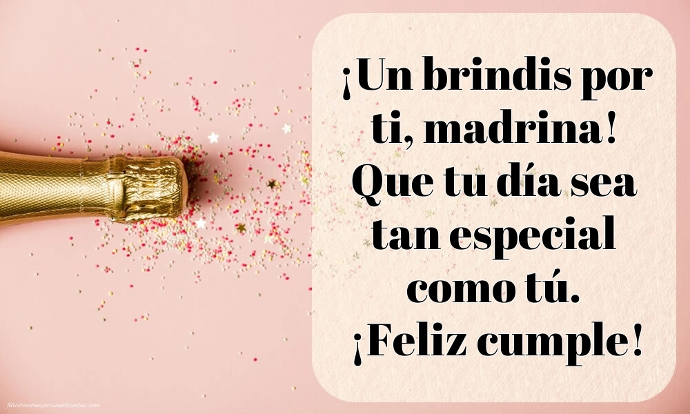 Imágenes con Frases de Feliz Cumpleaños Madrina: Champán y confeti