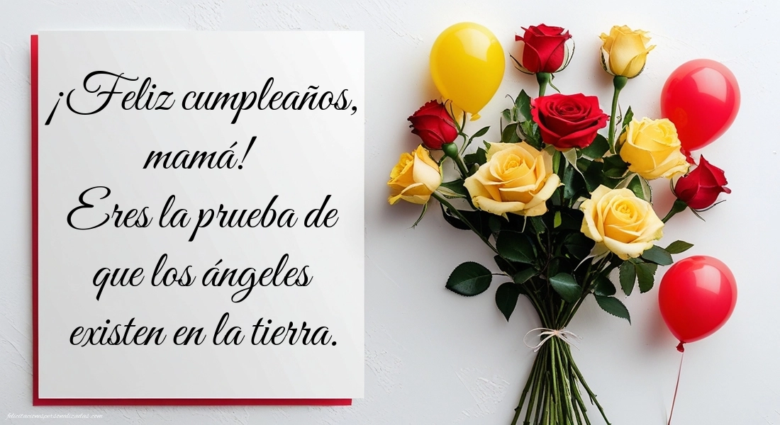 Imágenes con Frases de Feliz Cumpleaños Mamá: Rosas y corazones