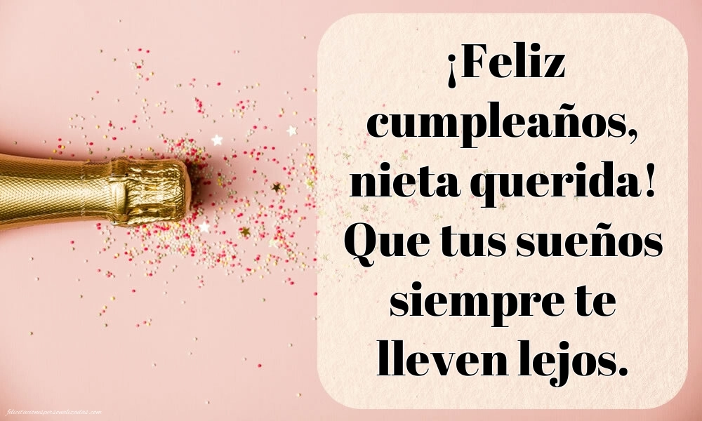 Imágenes con Frases de Feliz Cumpleaños Nieta: Champán y confeti
