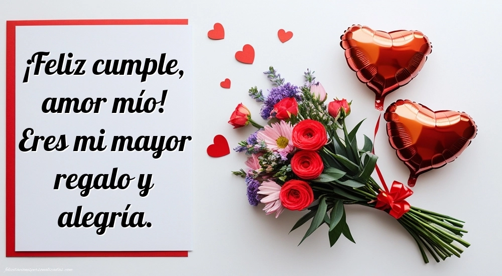 Imágenes con Frases de Feliz Cumpleaños Nieta: Flores y corazones