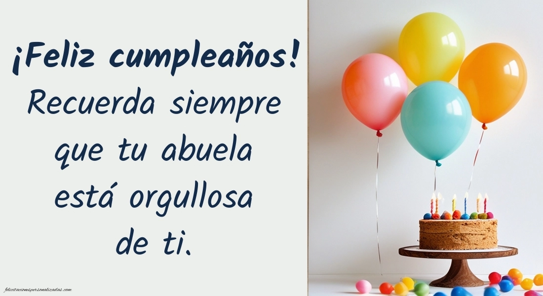 Imágenes con Frases de Feliz Cumpleaños Nieto: Torta y globos