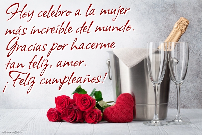 Imágenes con Frases de Feliz Cumpleaños Novia: Champán