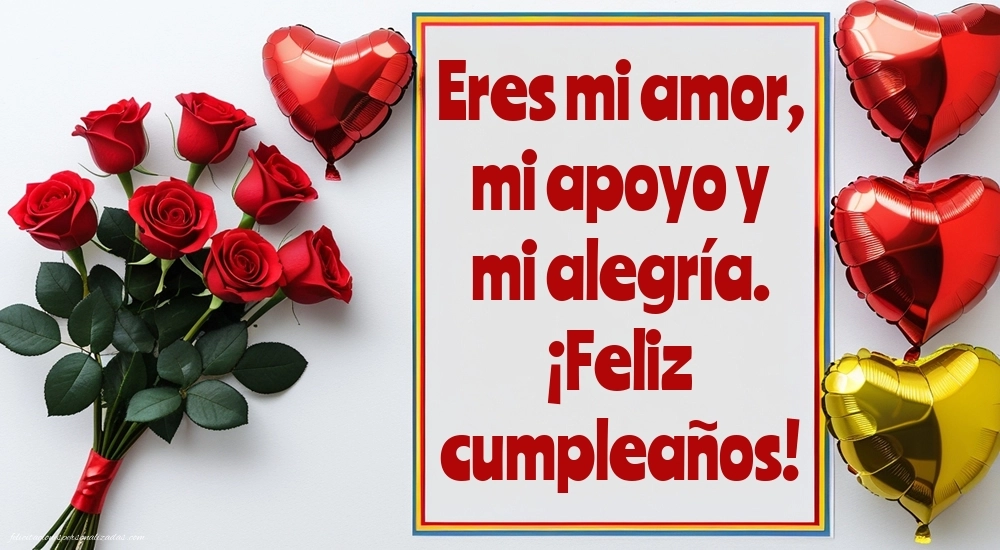 Imágenes con Frases de Feliz Cumpleaños Novia: Rosas y corazones