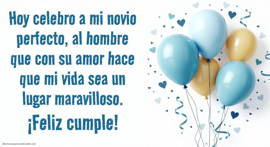 Imágenes con Frases de Feliz Cumpleaños Novio: Globos