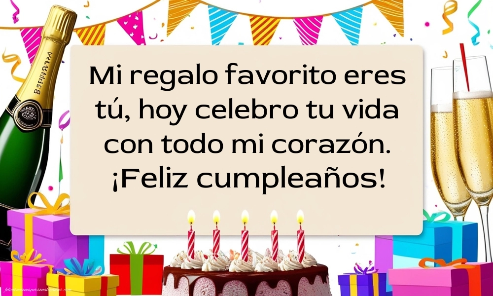 Imágenes con Frases de Feliz Cumpleaños Novio: Champán y tarta