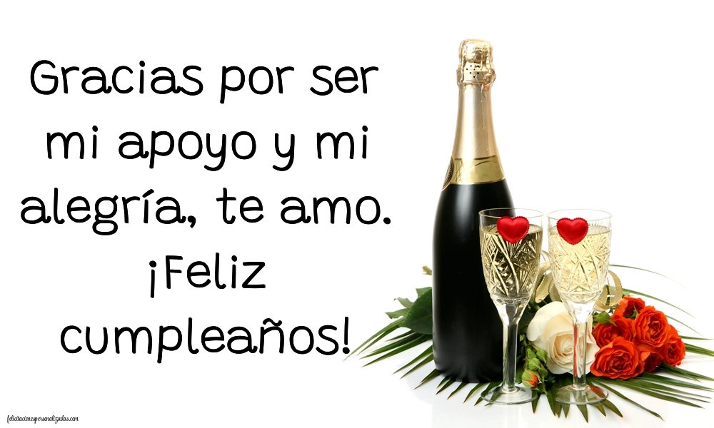 Imágenes con Frases de Feliz Cumpleaños Novio: Champán y flores