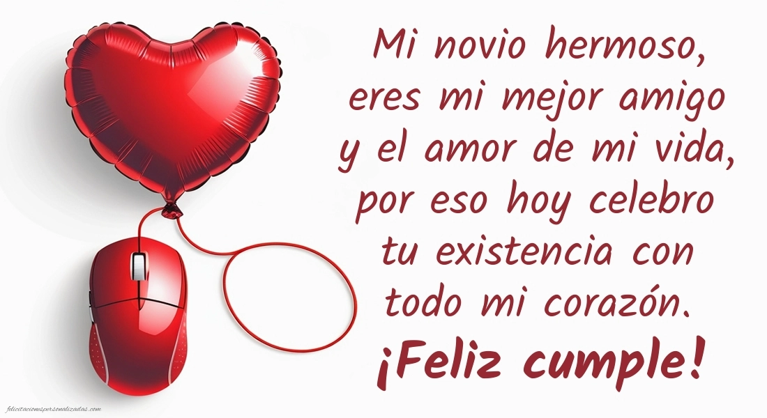 Imágenes con Frases de Feliz Cumpleaños Novio: Corazones