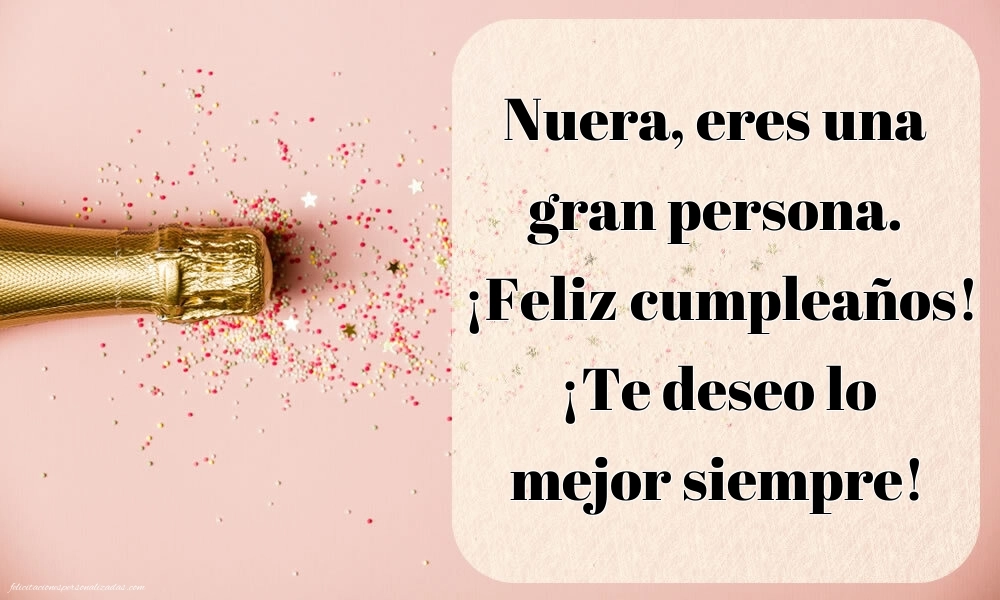 Imágenes con Frases de Feliz Cumpleaños Nuera: Champán y confeti