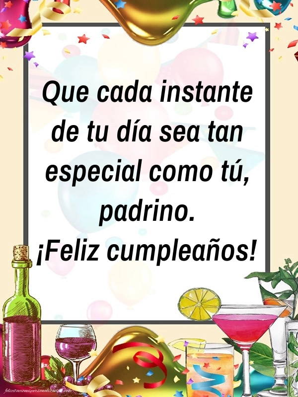 Imágenes con Frases de Feliz Cumpleaños Padrino: Confeti