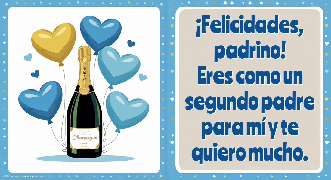 Imágenes con Frases de Feliz Cumpleaños Padrino: Champán y globos