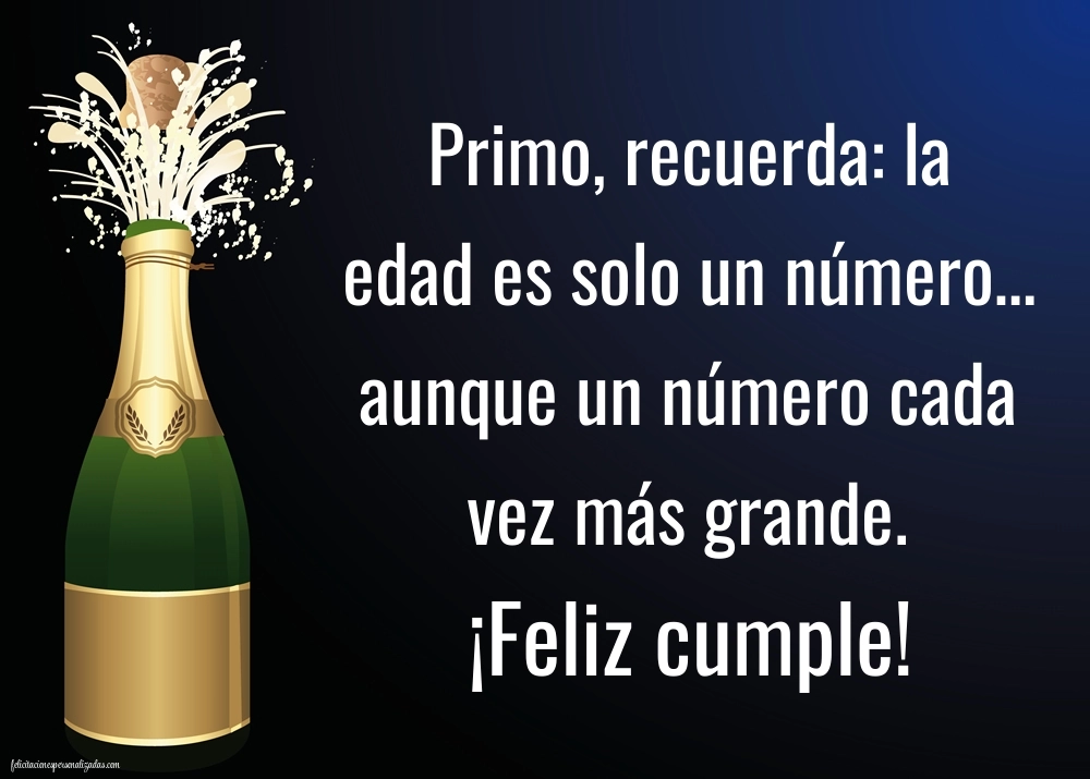 Imágenes con Frases de Feliz Cumpleaños Primo: Champán