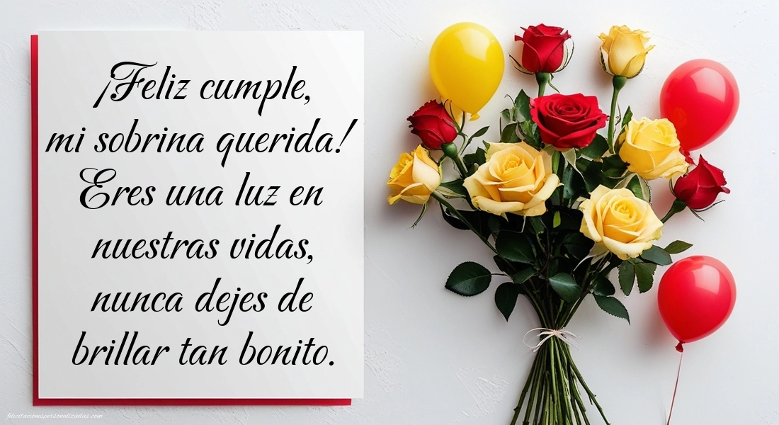 Imágenes con Frases de Feliz Cumpleaños Sobrina: Rosas y corazones