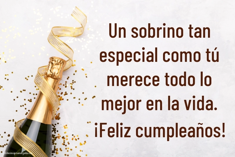 Imágenes con Frases de Feliz Cumpleaños Sobrino: Champán