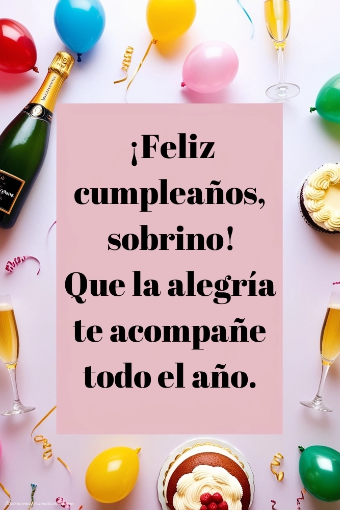 Imágenes con Frases de Feliz Cumpleaños Sobrino: Champán