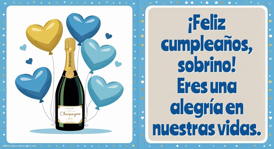 Imágenes con Frases de Feliz Cumpleaños Sobrino: Champán y globos