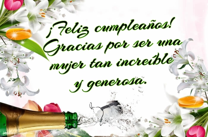 Imágenes con Frases de Feliz Cumpleaños Suegra: Champán y flores