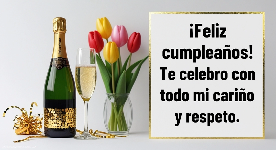 Imágenes con Frases de Feliz Cumpleaños Suegra: Champán y tulipanes