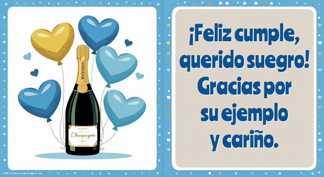 Imágenes con Frases de Feliz Cumpleaños Suegro: Champán y globos