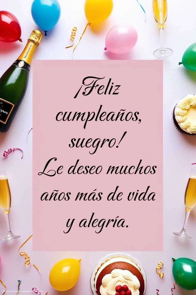 Imágenes con Frases de Feliz Cumpleaños Suegro: Champán
