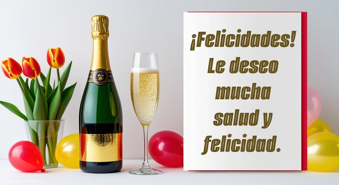 Imágenes con Frases de Feliz Cumpleaños Suegro: Champán y tulipanes