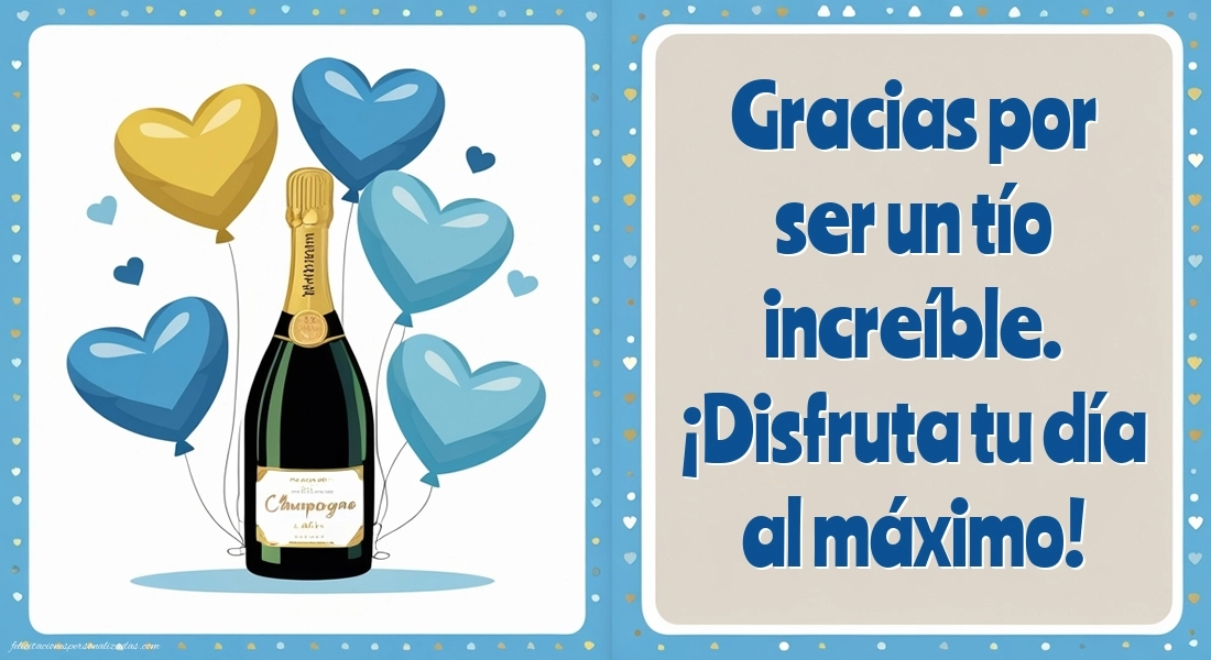 Imágenes con Frases de Feliz Cumpleaños Tio: Champán y globos