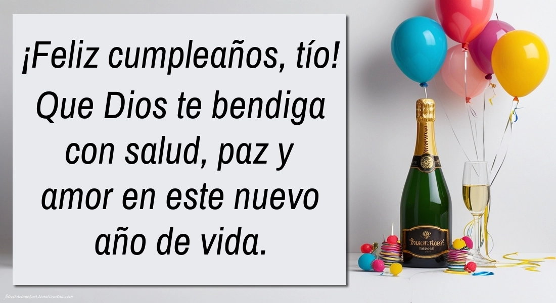 Imágenes con Frases de Feliz Cumpleaños Tio: Champán y globos